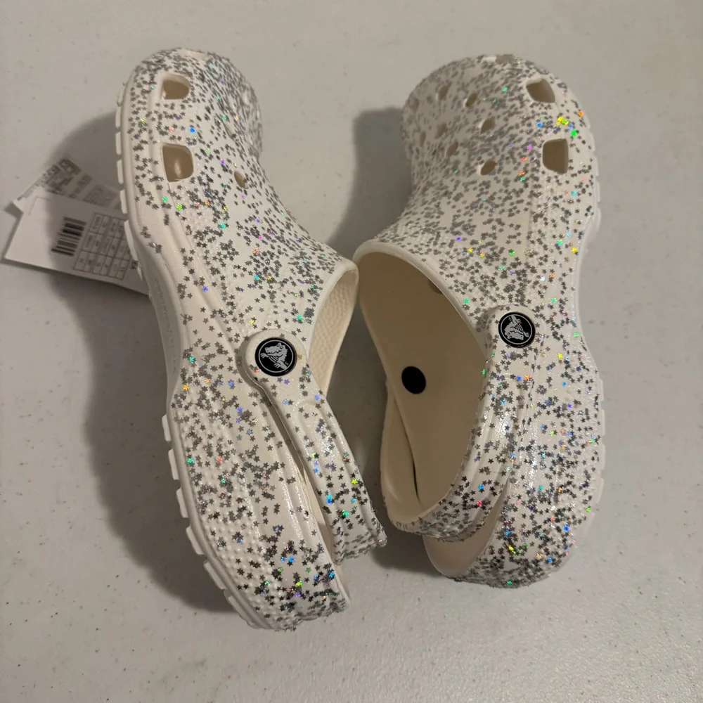 Crocs Classic Starry Glitter Clog Unisex Size Women's 12 Men's 11 Casual Beach - Picture 6 of 9